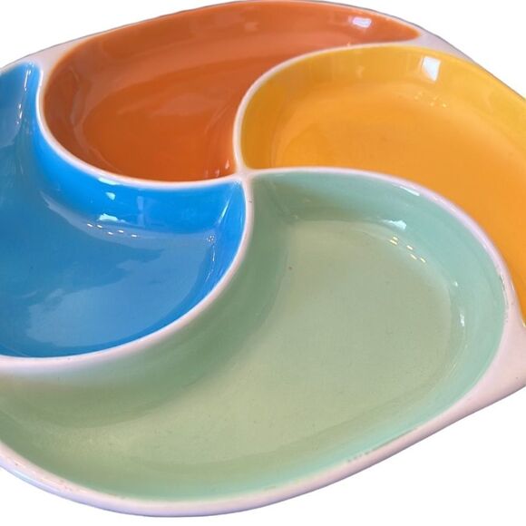 Serving Plate Divided Dish Scala Italian Colorful Party Table Decor Ceramic VTG - Picture 3 of 8